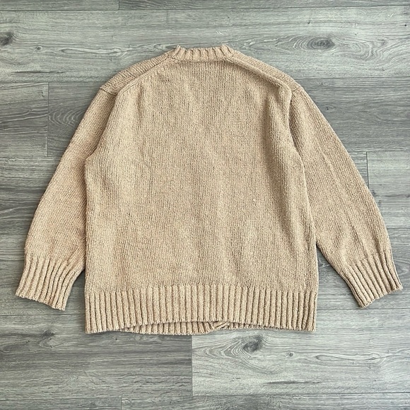 J.CREW Marina V-Neck Cardigan Sweater Large Oversized Pebble Shore Tan Neutral - Picture 8 of 10